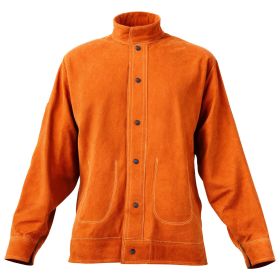 Flame-Resistant Welding Jacket Heavy Duty Leather Welding Safety Jacket L Size
