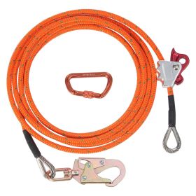 VEVOR 12.7mm Steel Core Flipline, 16ft(4.8m) Arborist Flipline for Tree Climbing with Alloy Steel Snap Hook & Aluminum Alloy Carabiner