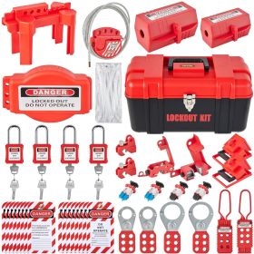 VEVOR 42 PCS Lockout Tagout Kits, Electrical Safety Loto Kit Includes Padlocks, 5 Kinds of Lockouts, Hasps, Tags & Ties, Box