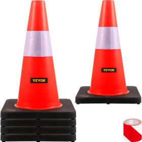 VEVOR Safety Cones, 18 in/45 cm Height, 5 PCS PVC Orange Traffic Cone with Reflective Collar and Black Weighted Base, Used for Traffic Control