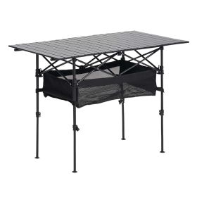 VEVOR Folding Camping Table, Portable Roll Up Side Tables, Lightweight Aluminum Beach Table with Adjustable Height, Large Storage Bag and Carry Bag