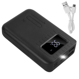 Portable Power Bank External Battery Pack Charger Dual USB (Color: Black)