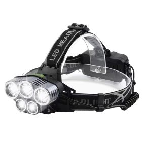 Rechargeable Headlamp 20000 Lumen LED Headlight 6 Modes Headlamp Flashlight For Camping Cycling Hiking Hunting Emergency (Color: Black)